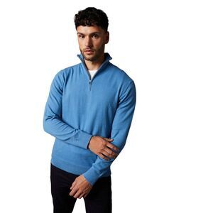 Burton Mens Cotton Quarter Zip Sweater / Mid Blue